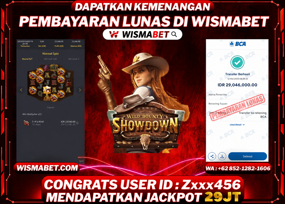 Wismabet - BUKTI KEMENANGAN Wild Bounty Showdown Rp29,000,000,- LUNAS